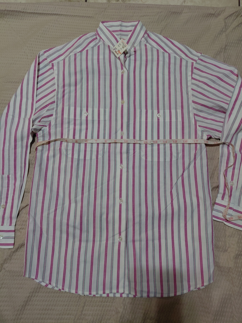 Talbots White Dress Shirt with Pink and Gray Stripes